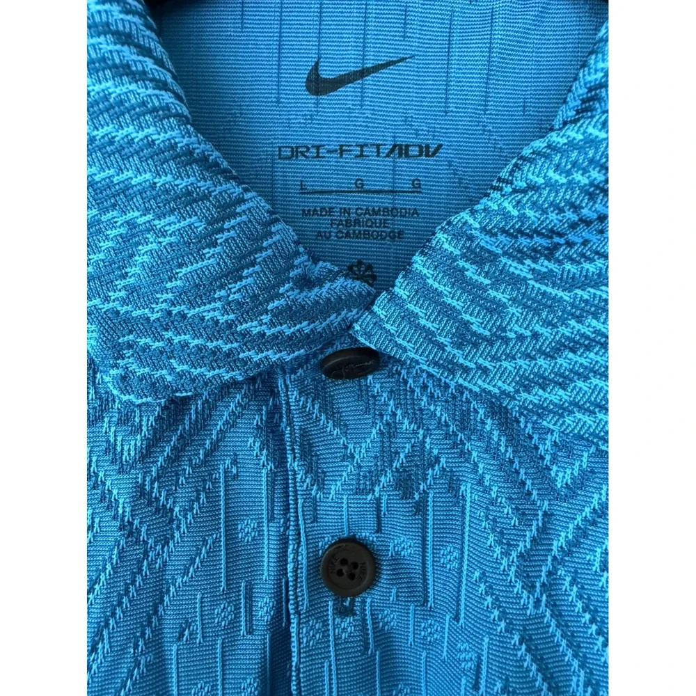 Nike Mens Dri-FIT ADV Tour Golf Polo Blue Geometric Knit FD5732-435 Large